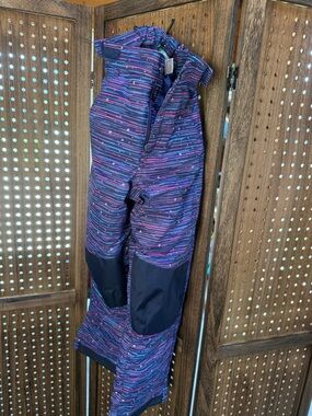 L.L. Bean Kids Purple Striped Snow Pants with Black Knee Panels